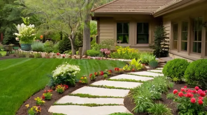 Jardín vibrante y acogedor lleno de belleza