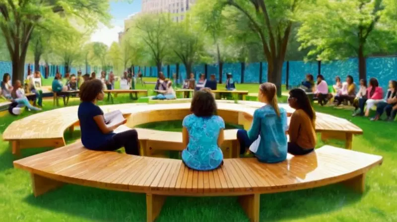 Reunión comunitaria diversa en parque urbano