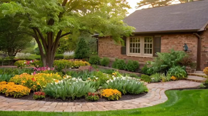 Jardín armonioso con flores y tranquilidad