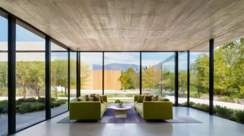 Foro arquitectónico moderno con naturaleza y luz