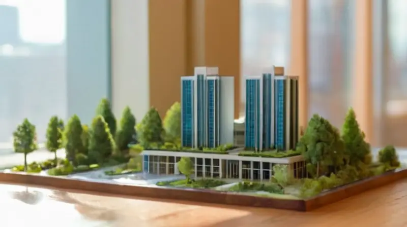 Modelo arquitectónico detallado con iluminación natural