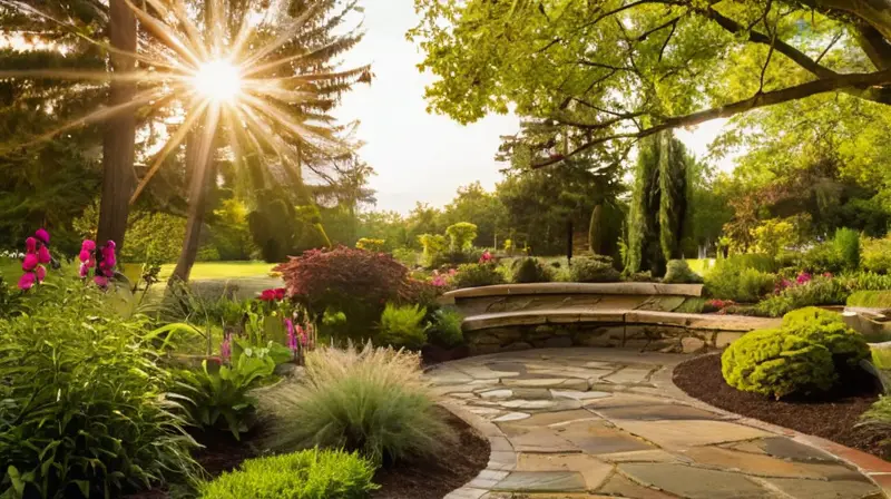 Jardín vibrante y armonioso con naturaleza