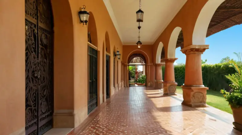 Fachada colonial rica en detalles y naturaleza